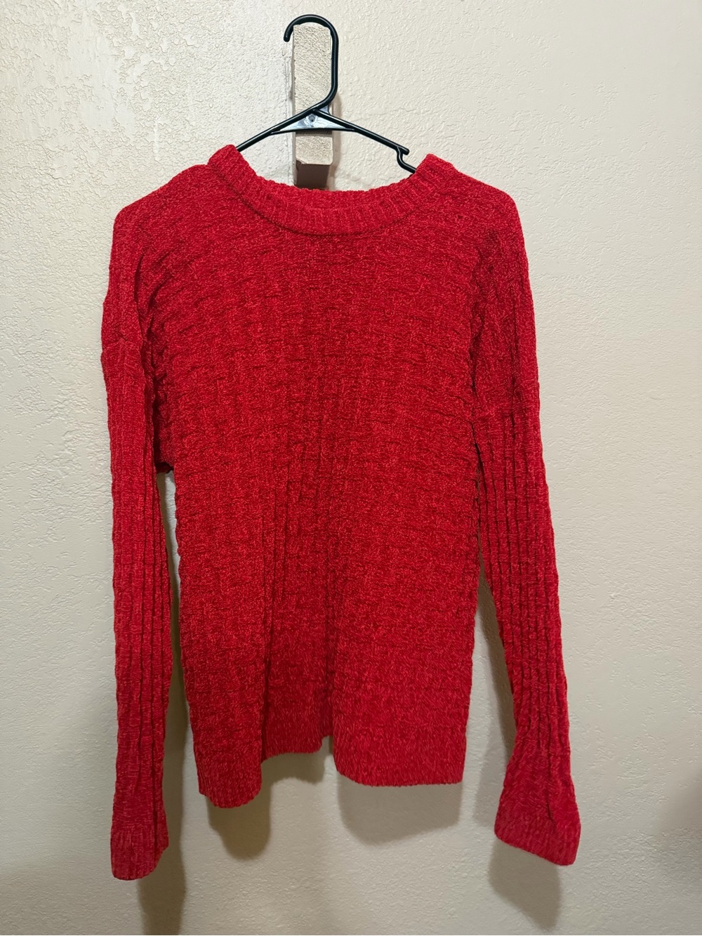 dip Red Cable Knit Crewneck Sweater